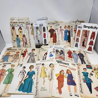 VTG Lot Of 17 Sewing Patterns Butterick McCall Simplicity. • $24.99