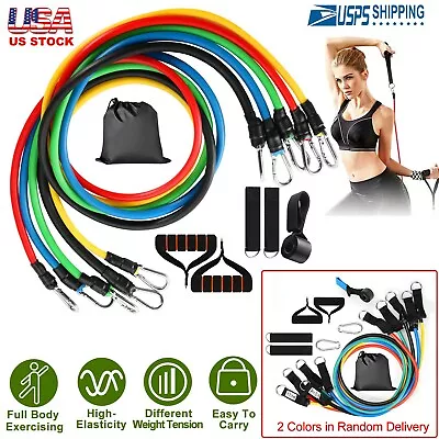 $18.49 • Buy Resistance Bands Set Yoga Pilates 100lbs Exercise Fitness Tube Workout Band 11PC