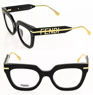 FENDI FENDIGRAPHY HOBO LOGO 50065 001 Black Eyeglass Optical Frame 50mm FE50065I • $370.80