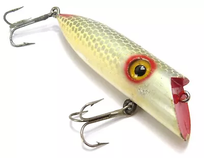 Martin? Glass Eye Wood Vintage Salmon Plug Fishing Lure Silver Scale/White • $16.99