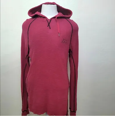 Buffalo David Bitton Men Size XL Red Dyed Ink Cotton Slim Fit Hooded Sweatshirt • $24.99