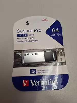 Verbatim Store'n'Go Secure Pro 64GB Storage USB 3.0 Flash Drive - FREE SHIPPING • $24