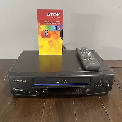 Panasonic Omnivision Blue Line VCR VHS Player 4 Head PV-V4021 W/Remote TESTED • $54.97