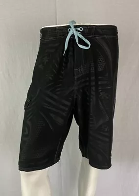 Vintage GOTCHA Black Logo Patterned Board Shorts Men's Size 34-35 • $24.99