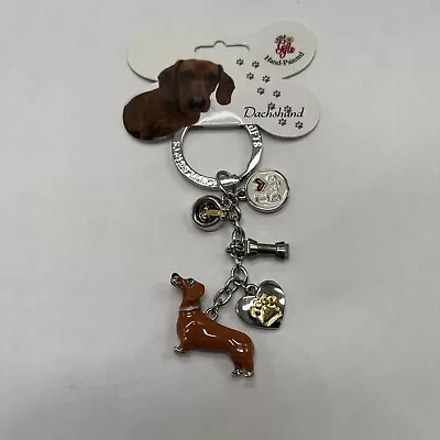 Dachshund Dog Lover Red  Enamel 5 Charm Key Chain By Little Gifts NWT • $6.95