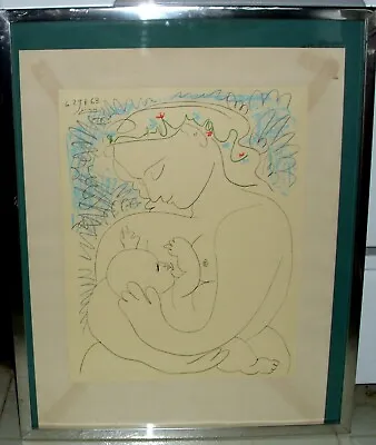 $500 • Buy Picasso Pablo  Maternity  1963 Lithograph Hand Signed In The Plate Framed Look!