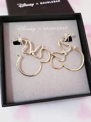 Disney X Baublebar Gold Tone Minnie Mouse Outline Hoop Earrings NEW • $18.97