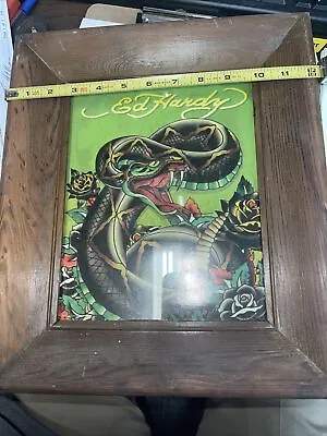 Ed Hardy Framed Print Snake Glass Cover Wood Frame Ready To Hang • $60