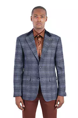 BARABAS Men's Plaid Tuxedo Sport Coat Casual Blazer 3BL08 • $252