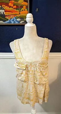 C. Keer Anthropologie Safari Pocket Sleeveless Tank Top Yellow Pocket Sz Medium • $24.95