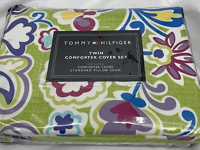 New TOMMY HILFIGER “Folklore” COMFORTER Cover SET $230 TWIN • $37.05