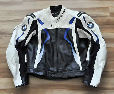 BMW Motorrad Leather Jacket Genuine White Black Padded Size 110 S2 • $399.99