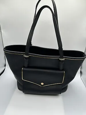 Michael Kors Jet Set Black Saffiano Leather  Snap Pocket Leather Tote Bag • $39.99