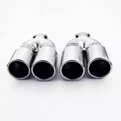 2.4  Inlet Bolt On Exhaust Tips Staggered Round Quad 3  Out Rolled Straight Cut • $218.86