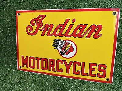 Vintage Indian Motorcycles Porcelain Sign Dealer Sales & Service Gas Station • $174.85