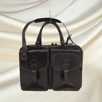 MULHOLLAND BROTHERS Shoulder Bag Boston Bag Leather Bordeaux Double Handles • $299