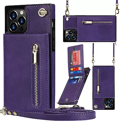 For Samsung S22 S21 S20 Note20 S10 S9 Leather Crossbody Chain Zipper Wallet Case • $19.99