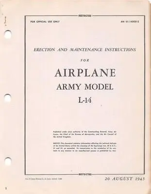 1945 Aaf Piper L-14 Army Cruiser Erection Maintenance Flight Manual Handbook-cd • $29.99