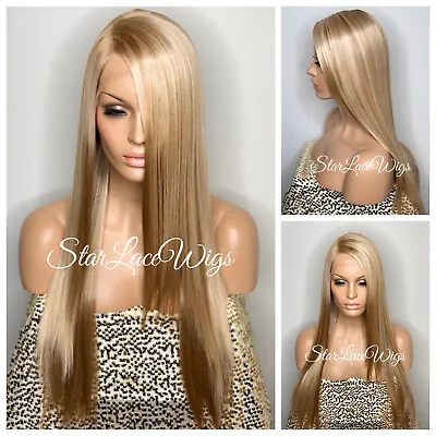 Blonde Lace Front Wig Long Highlight Straight Layer Heat Safe Side Part Glueless • $73.66
