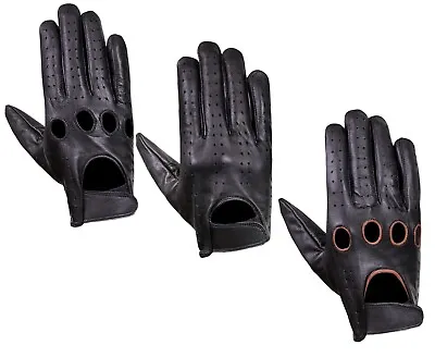 Leather Men's Driving Gloves Retro Style Comfort Chauffeur Fashion Lambskin Soft • £7.99