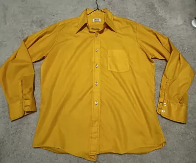 VINTAGE Kmart Shirt Mens Large 16 - 16 1/2 Permanent Press Button Up Mint Yellow • $94