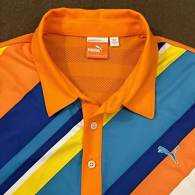PUMA Mens Vibrant Orange Chevron Duo Swing Performance Golf Polo Shirt XL • $21.99