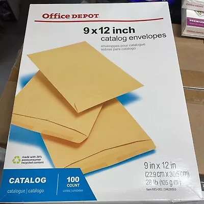 Office Depot 9  X 12  Catalog Envelopes Manila 100 Count S8 • $28.02