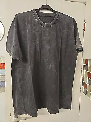 Plain Black Round Neck Acid Wash Mens T-shirt 100% Cotton - NEW • £9.99