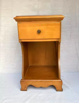 Antique Vintage Walnut Wood Mid-Century Single Drawer Nightstand - Rare!! • $119.99