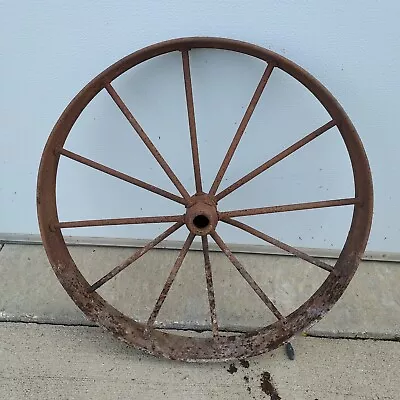  24  Antique Vintage Steel Spoke Wagon Wheel Plow Cart Implement Farm Decor  • $59