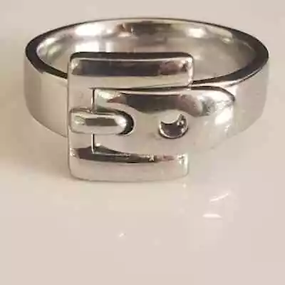 Michael Kors Ladies Silver Tone Buckle Ring Size 7 • $39