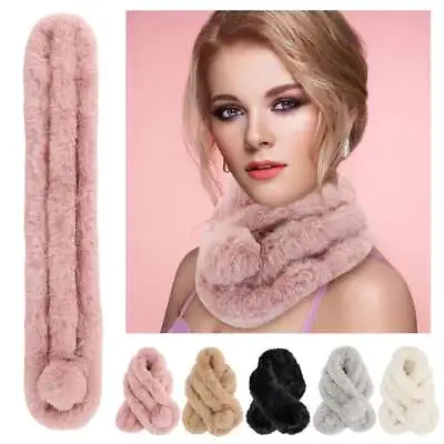 Women 100% Real Rabbit Fur Scarf Knitted Neck Warm Collar Scarves Wraps Winter • $7.80