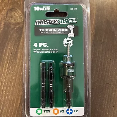 Master Force Torsion Zone Impact Double Ended Power Bit Set Magnetic Collar New • $3