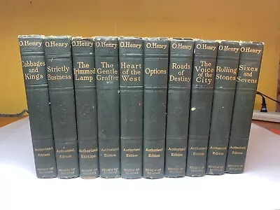 O. Henry 10 Book Antique Lot Authorized Editions Review HC Doubleday Decor Green • $29.99