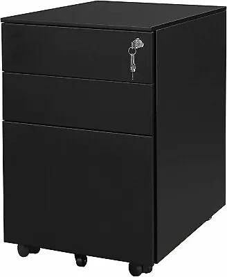 STANI 3 Drawer Mobile Metal Filing Cabinet Home Vertical File Cabinet With Lock • $149.99