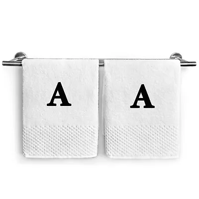 Kaufman 2 Piece Set Monogrammed Checkerboard White Hand Towel 17  X 28  • $19.99