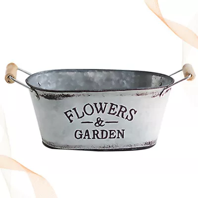 Vintage Metal Pitcher Vase Flower Bucket With Handles Galvanized Plant Pots • $13.78