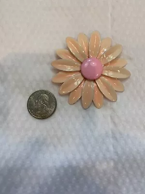 Vintage Peach & Pink Enamel Flower Brooch~ 2.5” Perfect For Spring!!! • $7.99