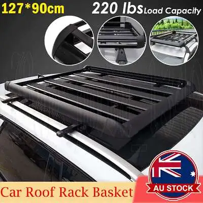 Aluminium Car Roof Rack Basket Double Layer Tray Travel Luggage Carrier Cage • $140.55