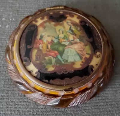 Amazing Vintage Compact 1940's Amber Plastic Excellent Condition Puff And Powder • $70