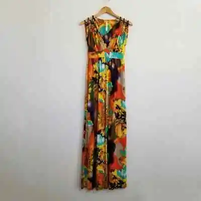 S-Twelve Bright Colorful Big Floral Maxi Dress Size S/M • $14.24