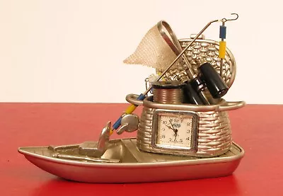 Sanis Decorative Mantle Shelf Desk Quartz Clock Fishing Beach Ocean Boating ! • $25