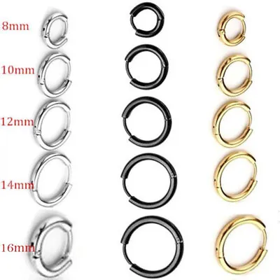 2pcs Stainless Steel Silver Simple Small Hoop Men Women Personality Punk Earring • £3.25