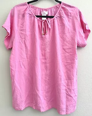 Stella Parker Peasant Top Blouse Boho Embroidered Rayon Solid Pink M Medium NEW • £19.86