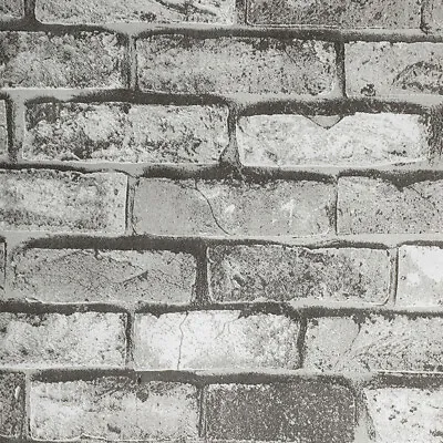 3D Brick Effect Wallpaper Realistic Slate Stone Grey.Vintage Wall Textured Decor • £6.99