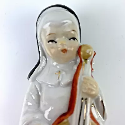 VINTAGE NUN PLAYING CELLO FIGURINE Made In Japan Figure Religious Catholic Gift • $33.99