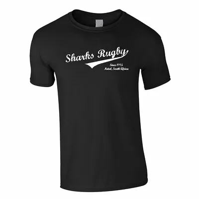 £12.95 • Buy EGGCATCHER Natal Sharks Rugby Vintage Script Slim Fit T-shirt [black]