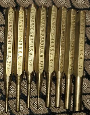 Old Forge Vintage 8 Pc. Brass Punch & Pin Punch Set 7305 🇺🇸 USA NOS  • $39.70