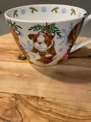 Portobello By Design Christmas Dog Mug Dogs In Stockings Bulldog Dachshund EUC • $13