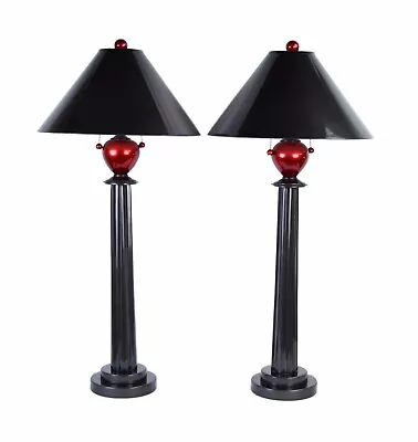 Pair 1980’s Memphis Design Style Table Lamps By Lang Levin Studios • $895